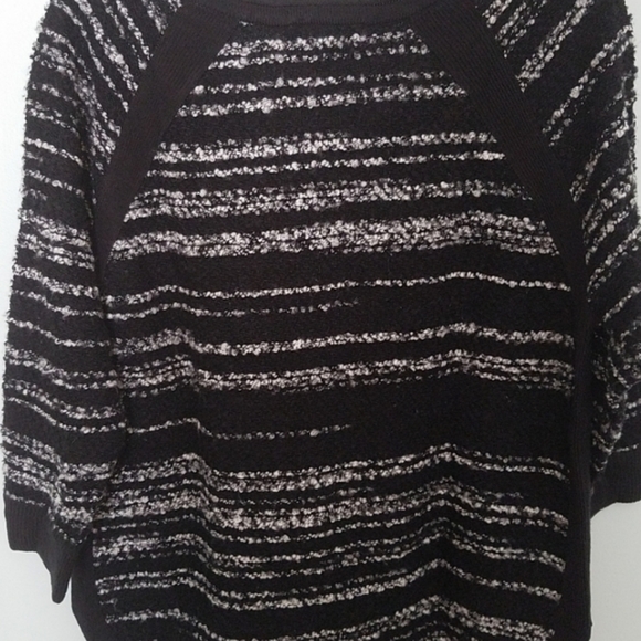 Liz Claiborne Black White Sweater Large Women Striped - Picture 4 of 7